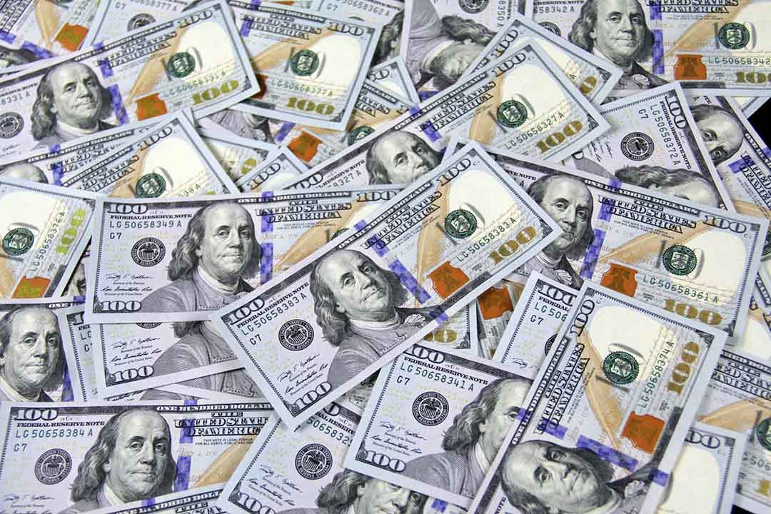 A pile of U.S. $100-dollar bills 
